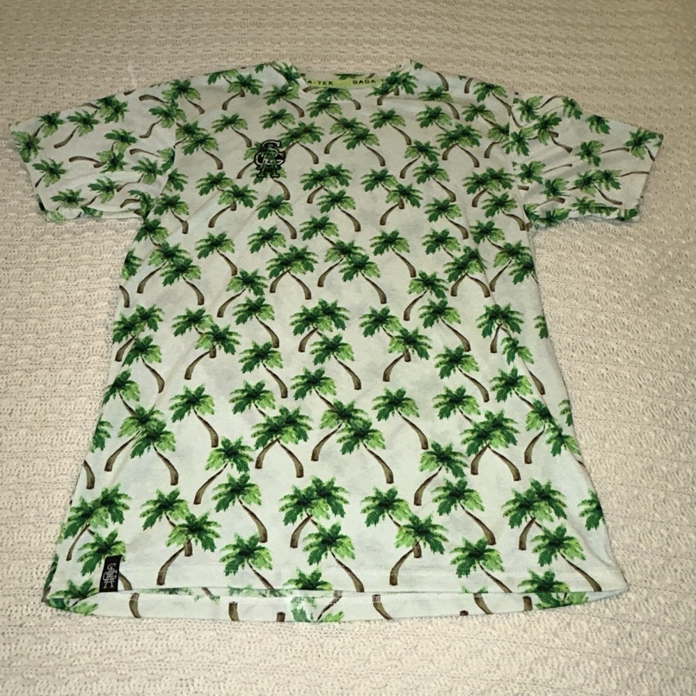 Saga Palm Tree All Over Tee Burger Logo Soft Mens XL Ski Snowboard Saga Tek
